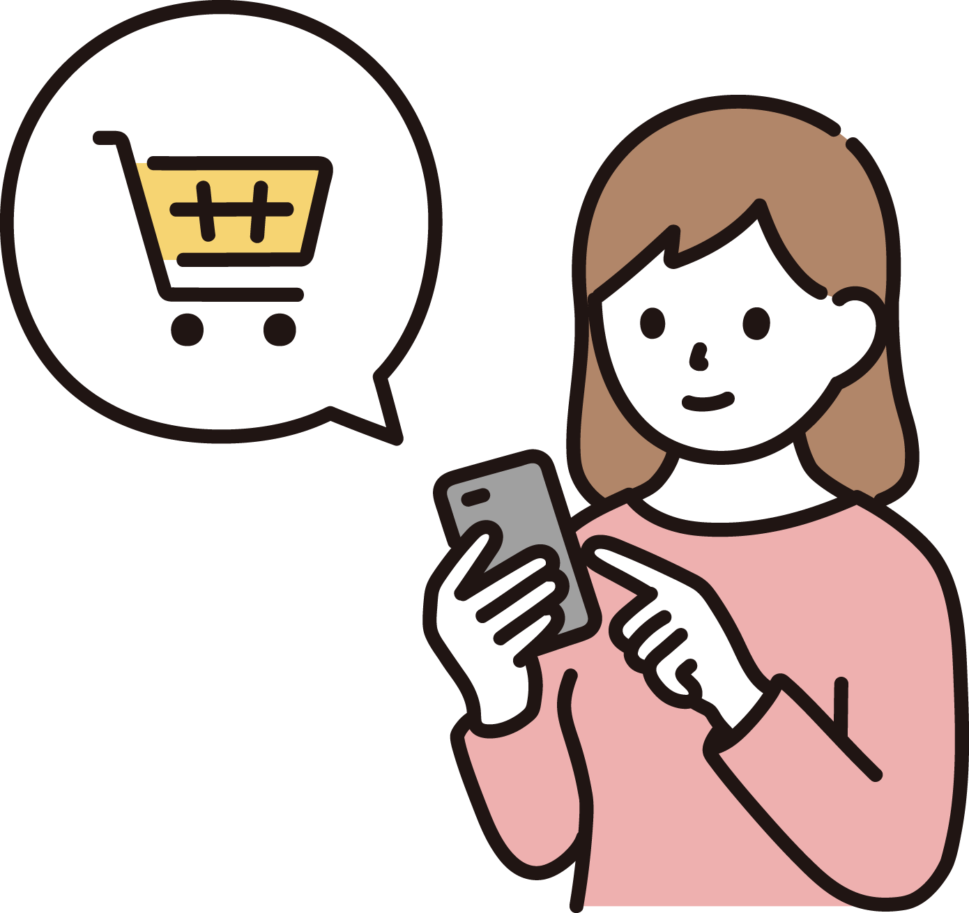 スマホでショッピングする女性